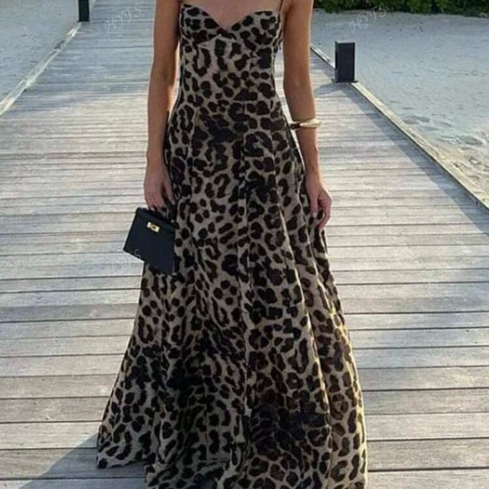 SHEIN Strapless Leopard Print Dress